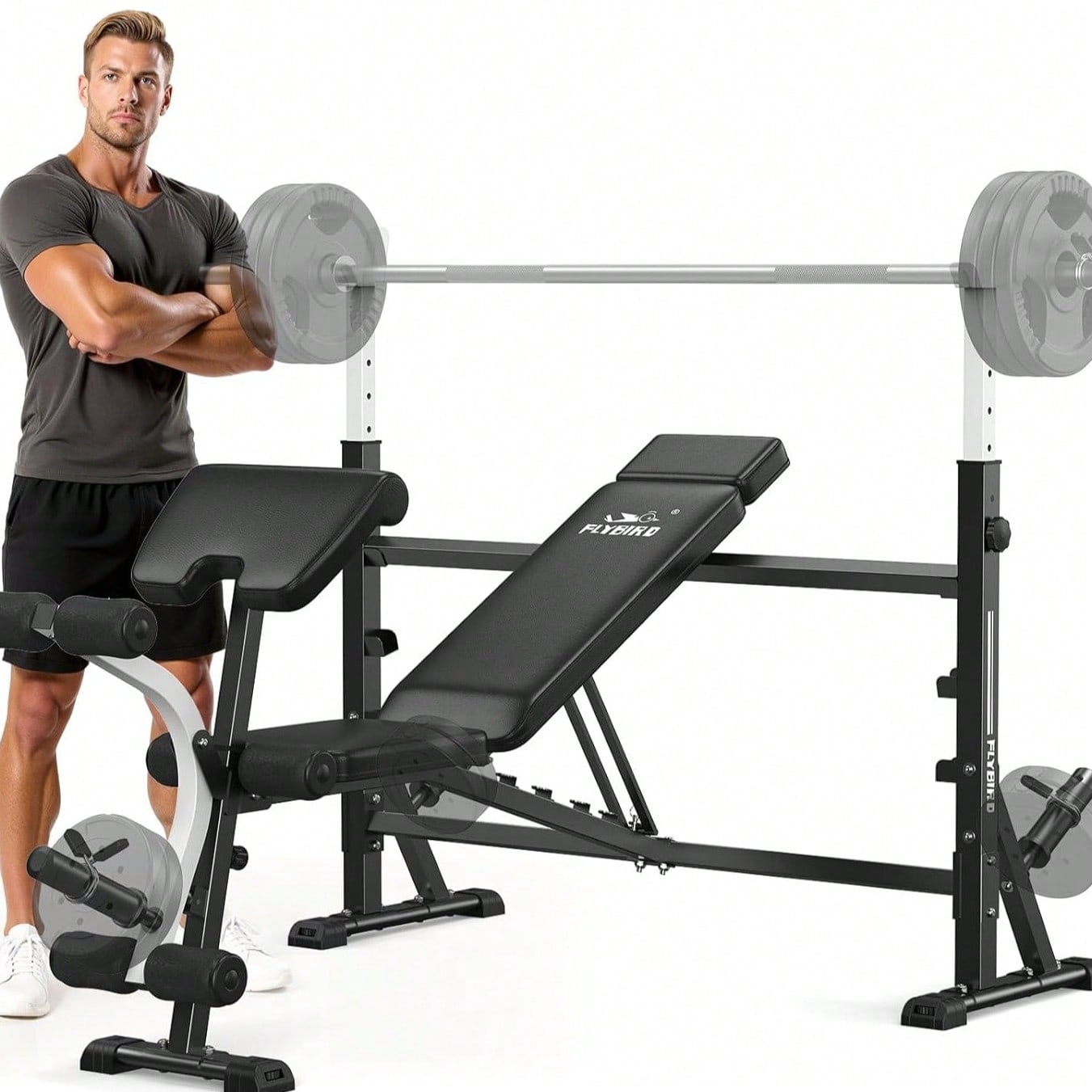 Home Gym Leg Extension - Banco de Musculação Ajustável FLYBIRD, com